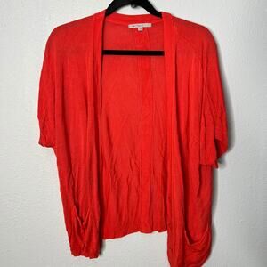 Gap Red Orange Cardigan Open Front Open Front Knit Short Sleeve Women's Size M
